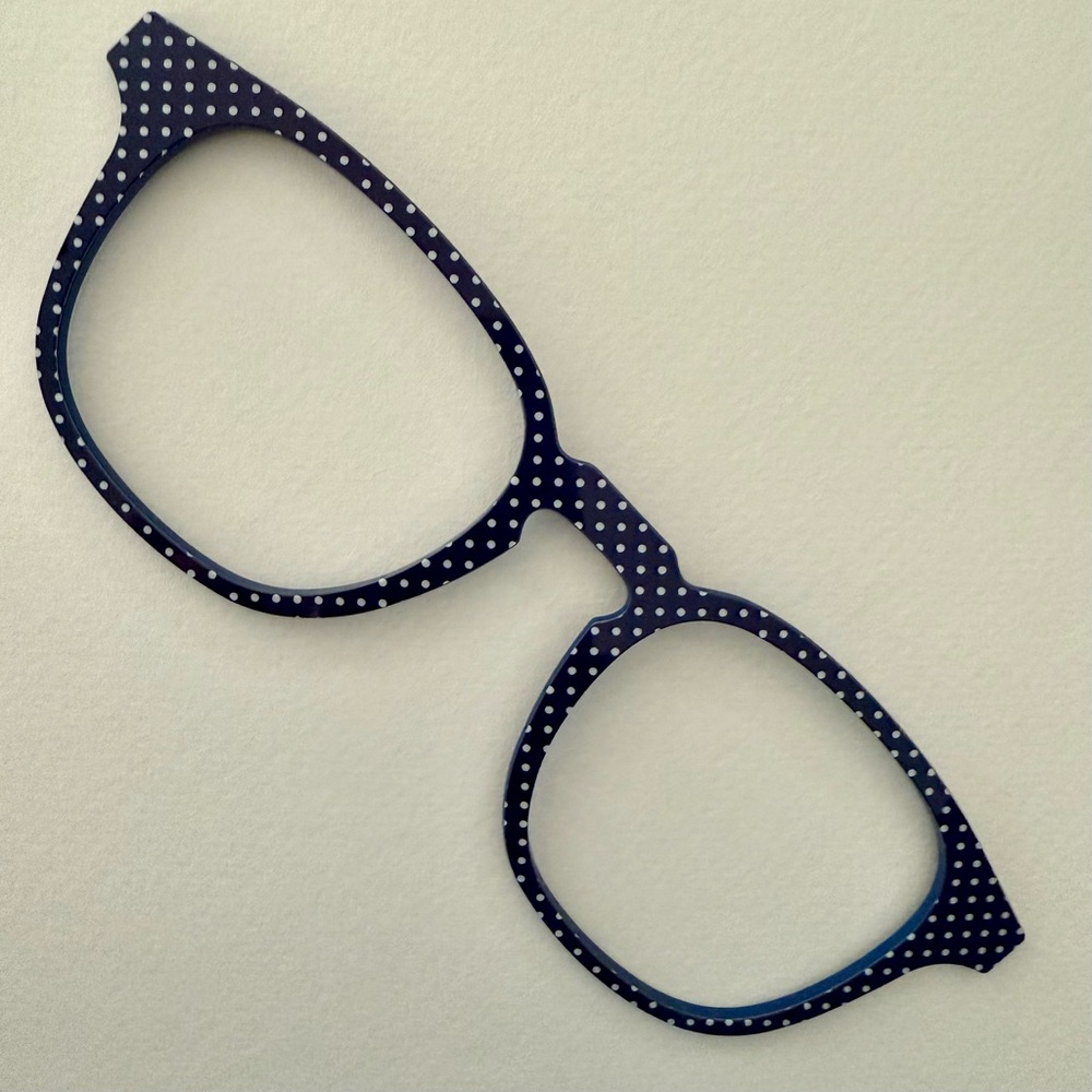 Stylish Polka Dot and Navy Glasses Toppers for Pair Eyewear, Otis style